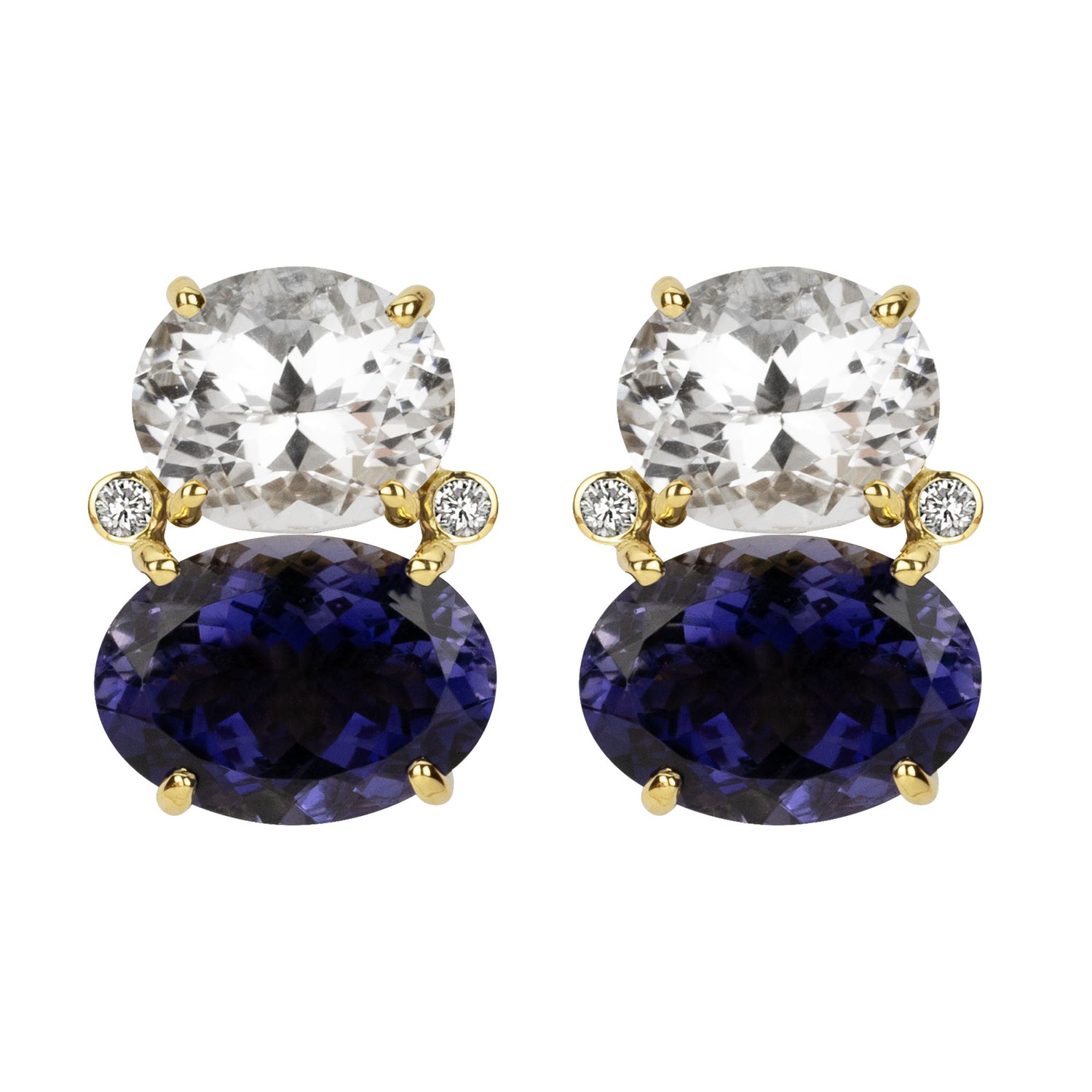 Earrings - Crystal, Iolite and Diamond | Singhvi Jewels