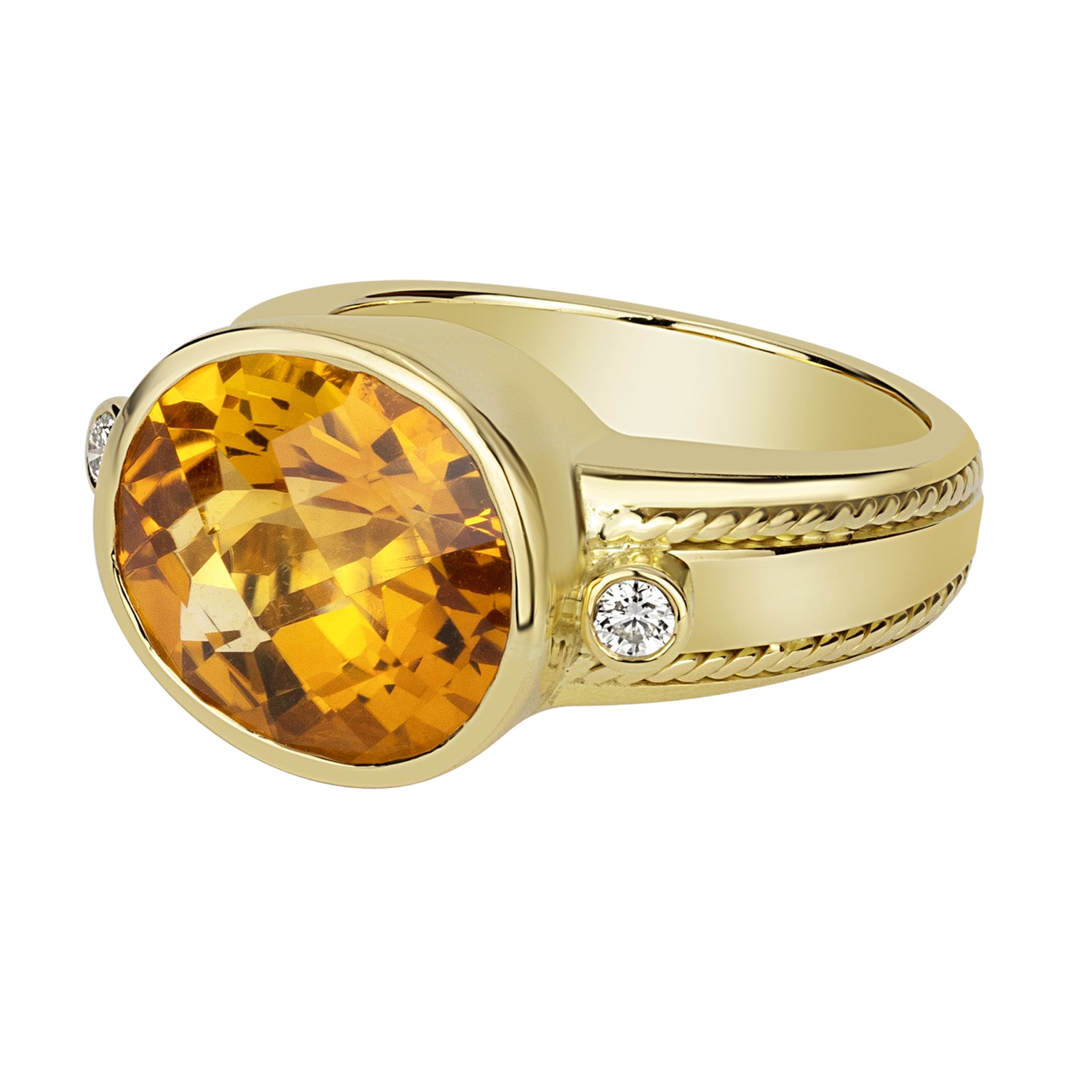 Ring - Citrine And Diamond (1678I) | Singhvi Jewels