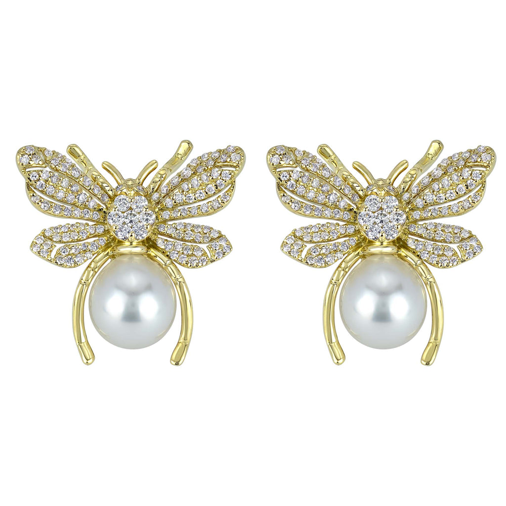 Earrings - Diamond And South Sea Pearl