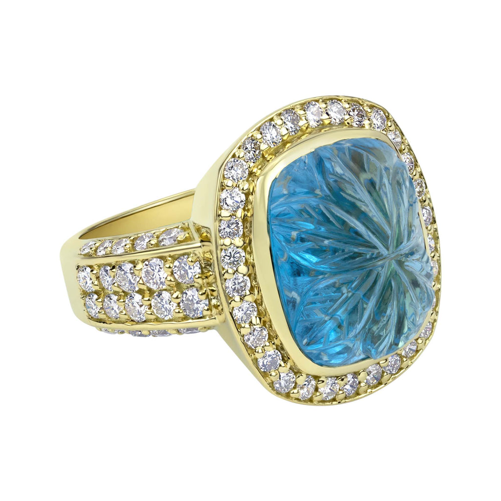 Ring - Blue Topaz And Diamond