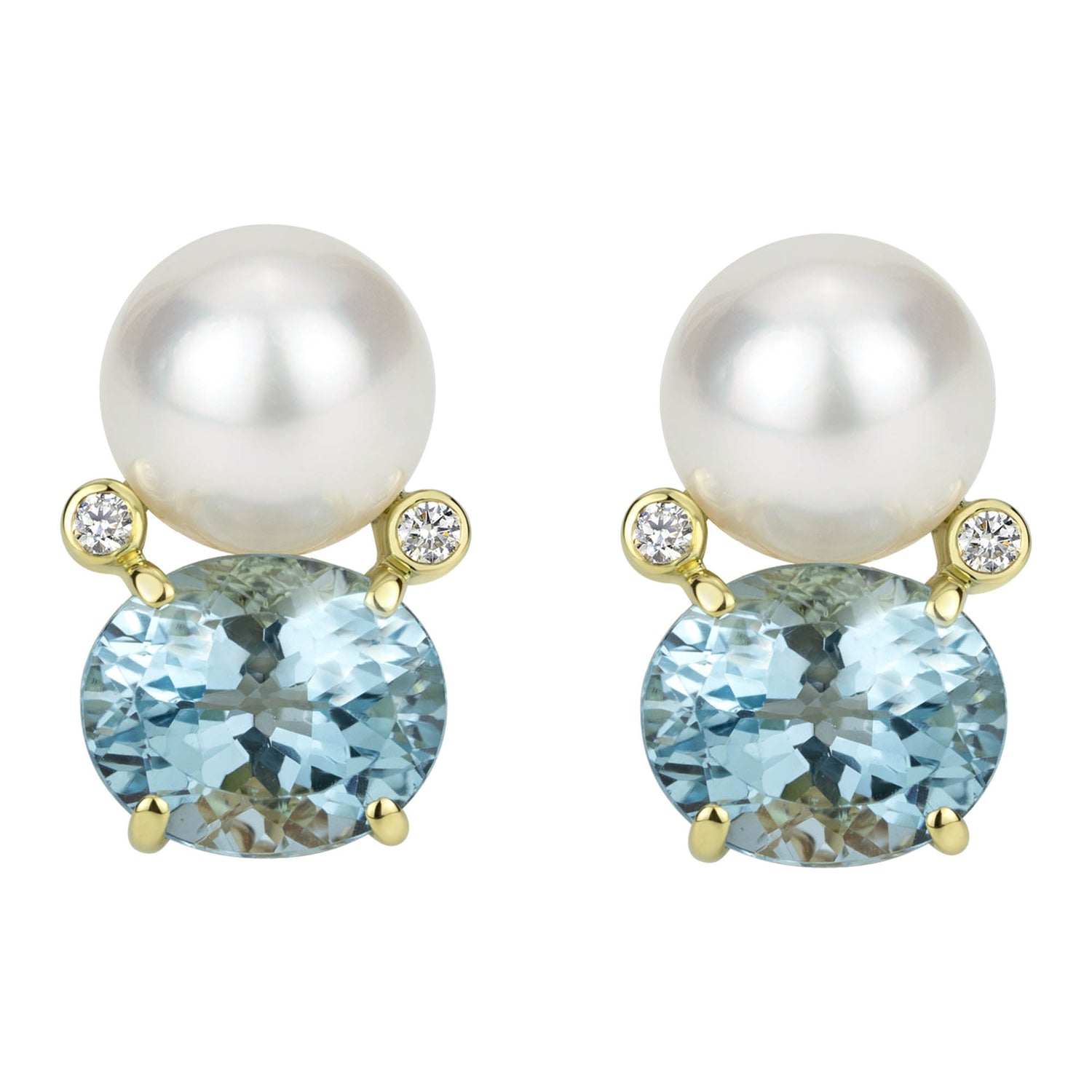 Earrings - South Sea Pearl, Blue Topaz And Diamond (2302B) | Singhvi Jewels