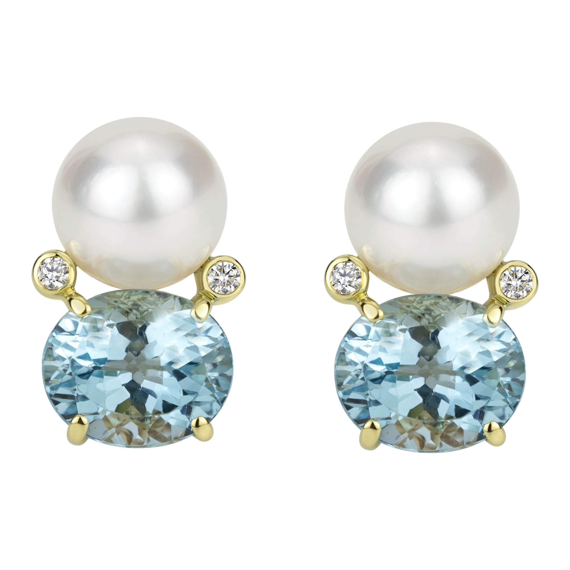 Earrings - South Sea Pearl, Blue Topaz And Diamond (2302B) | Singhvi Jewels