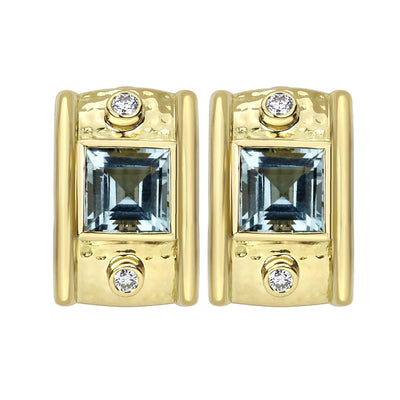 Earrings - Aquamarine And Diamond
