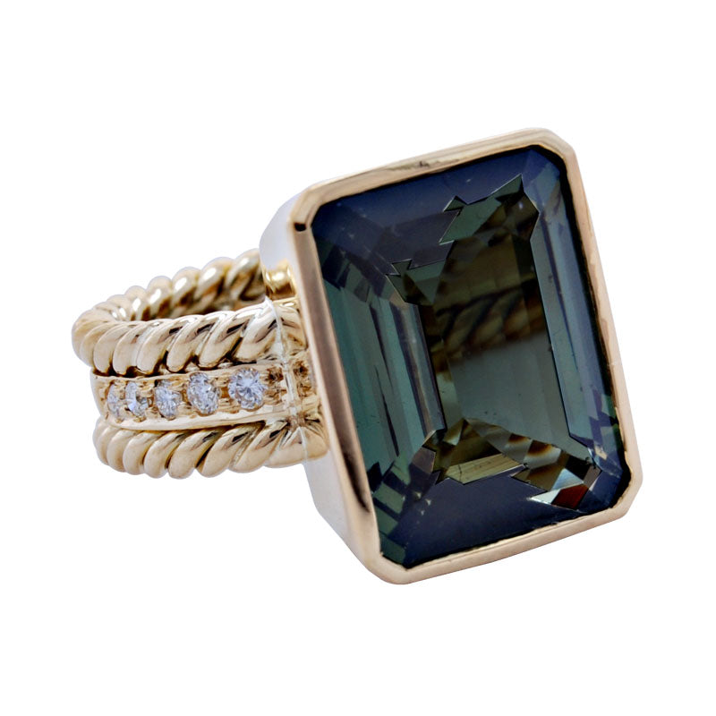 Ring - Green Tourmaline and Diamond | Singhvi Jewels