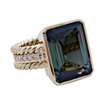 Ring- Green Tourmaline And Diamond (1827M)
