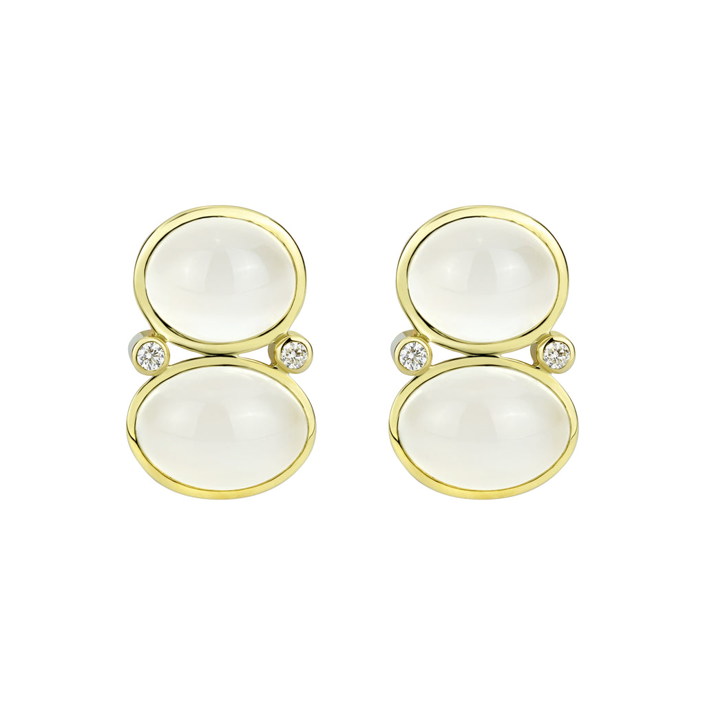 Earrings - Moonstone And Diamond