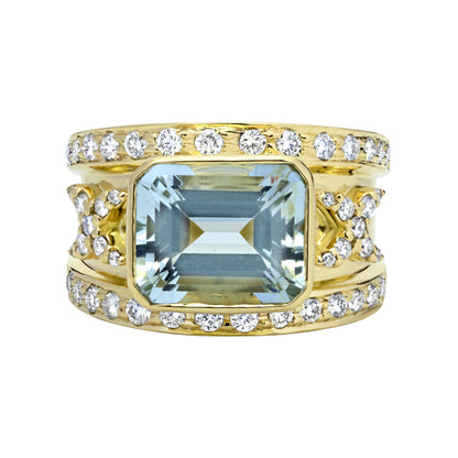 Ring - Aquamarine And Diamond (2317E) | Singhvi Jewels
