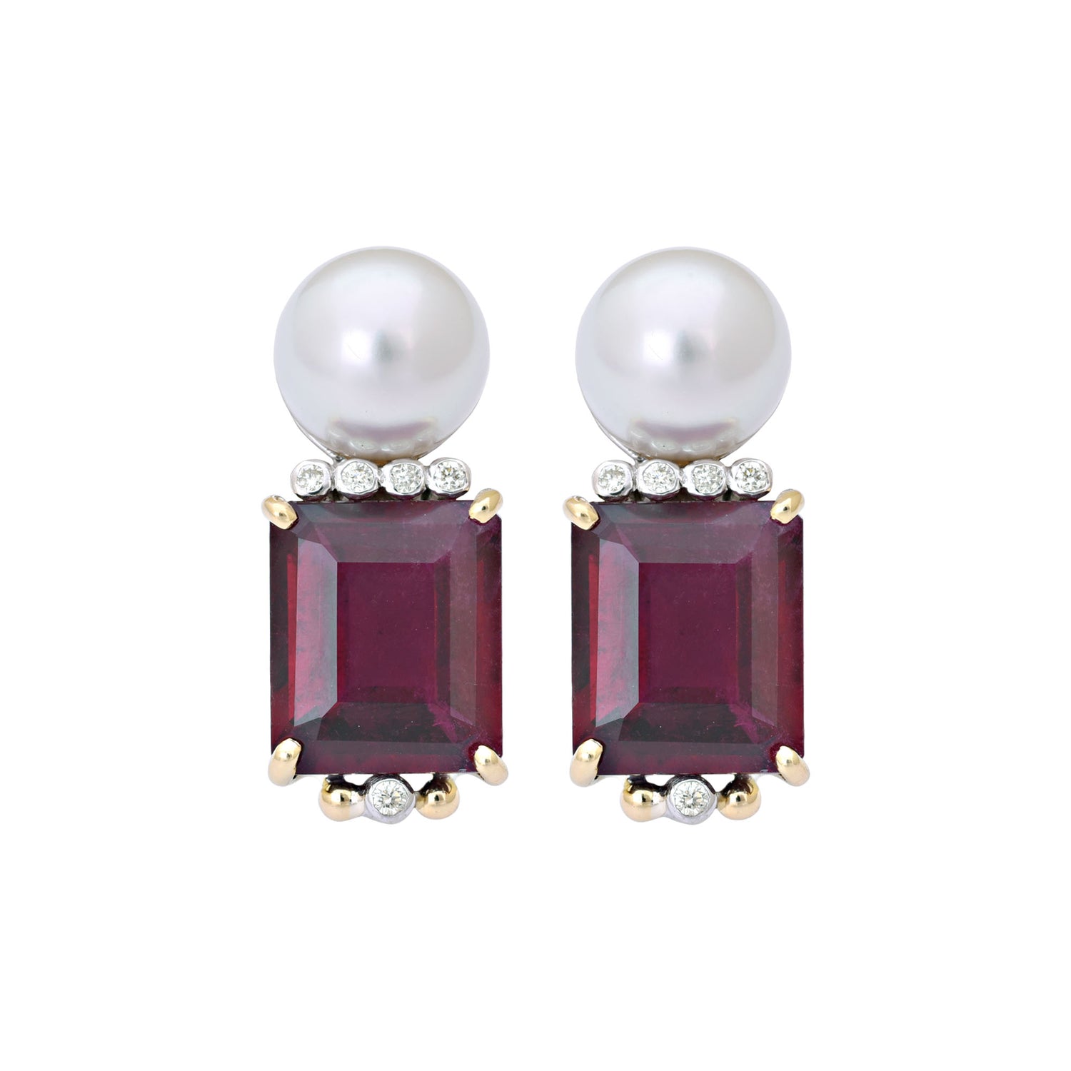 Earrings- Rubellite, South Sea Pearl And Diamond | Singhvi Jewels