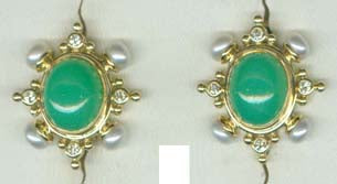 Repair - Earrings - Chrysoprase, Pearl and Diamond (1933A) | Singhvi Jewels