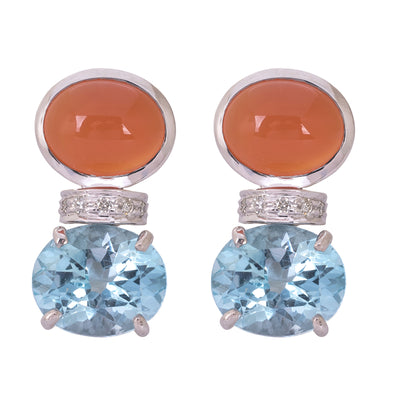 Repair - Earrings- Blue Topaz, Cornelian and Diamond (263HS)